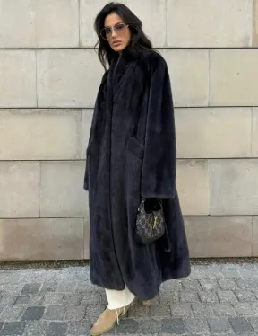 Шуба норковая цельный мех PREMIUM COLLECTION VELVET - цвет графит