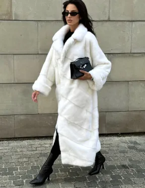 Длинная норковая шуба White COLLECTION с английским воротником