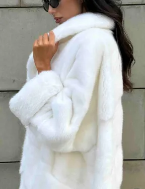 Длинная норковая шуба White COLLECTION с английским воротником