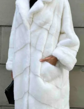 Длинная норковая шуба White COLLECTION с английским воротником