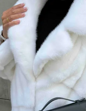 Длинная норковая шуба White COLLECTION с английским воротником