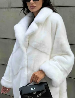 Длинная норковая шуба White COLLECTION с английским воротником