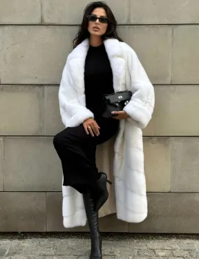 Длинная норковая шуба White COLLECTION с английским воротником
