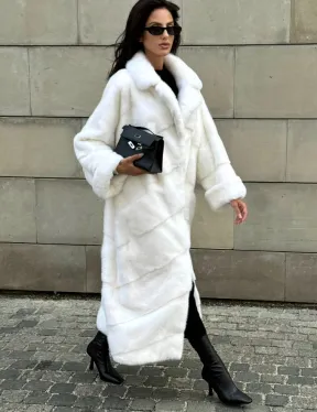 Длинная норковая шуба White COLLECTION с английским воротником