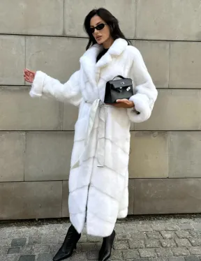 Длинная норковая шуба White COLLECTION с английским воротником
