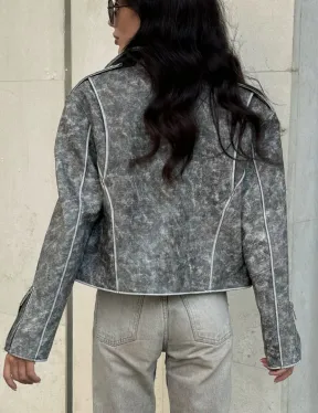 Кожаная укороченная косуха из натуральной кожи 