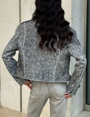 Кожаная укороченная косуха из натуральной кожи 