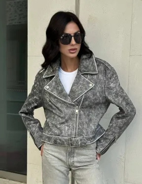 Кожаная укороченная косуха из натуральной кожи 