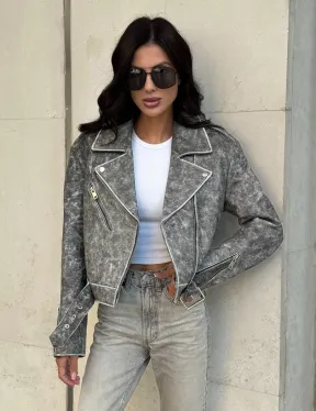 Кожаная укороченная косуха из натуральной кожи 