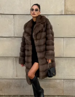 Шуба из куницы в цвете Tartufo  английский воротник