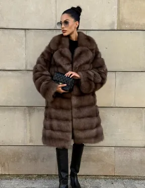 Шуба из куницы в цвете Tartufo  английский воротник