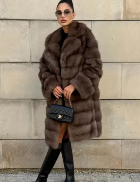 Шуба из куницы в цвете Tartufo  английский воротник