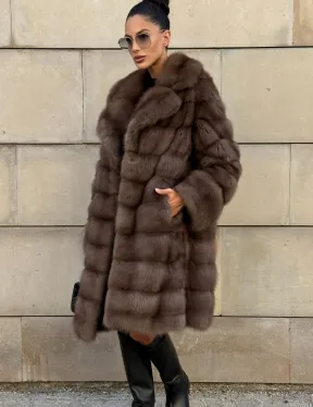 Шуба из куницы в цвете Tartufo  английский воротник