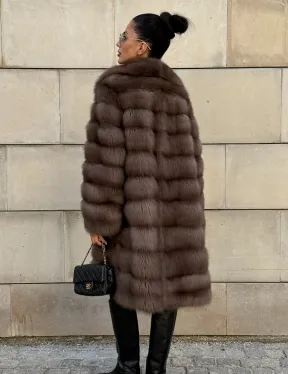 Шуба из куницы в цвете Tartufo  английский воротник