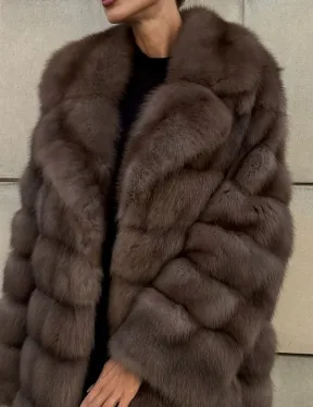 Шуба из куницы в цвете Tartufo  английский воротник