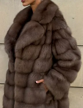 Шуба из куницы в цвете Tartufo  английский воротник