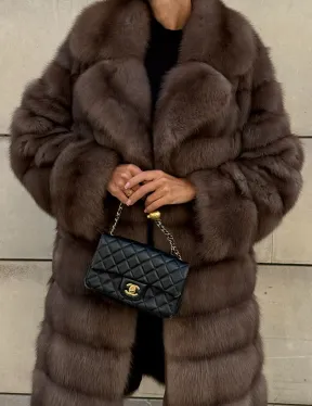 Шуба из куницы в цвете Tartufo  английский воротник