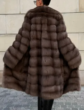 Шуба из куницы в цвете Tartufo  английский воротник