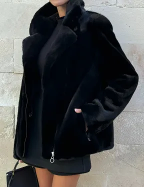 Черная косуха (куртка) из скандинавской норки
