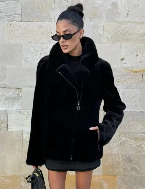 Черная косуха (куртка) из скандинавской норки