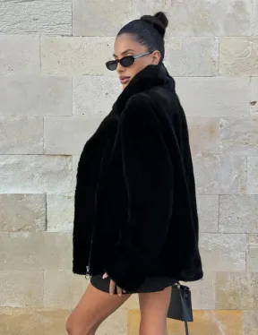 Черная косуха (куртка) из скандинавской норки