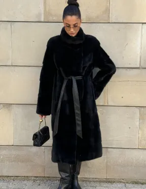 Шуба из скандинавской(плюшевой) норки - стойка воротник