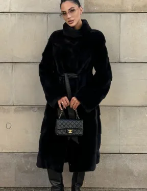 Шуба из скандинавской(плюшевой) норки - стойка воротник