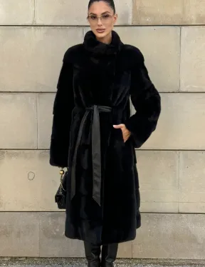 Шуба из скандинавской(плюшевой) норки - стойка воротник