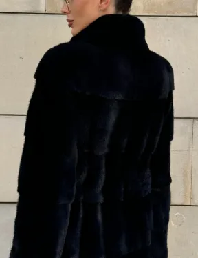 Шуба из скандинавской(плюшевой) норки - стойка воротник