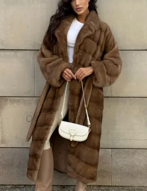 Шуба из меха аукционной норки Vintage Gold с меховым поясом