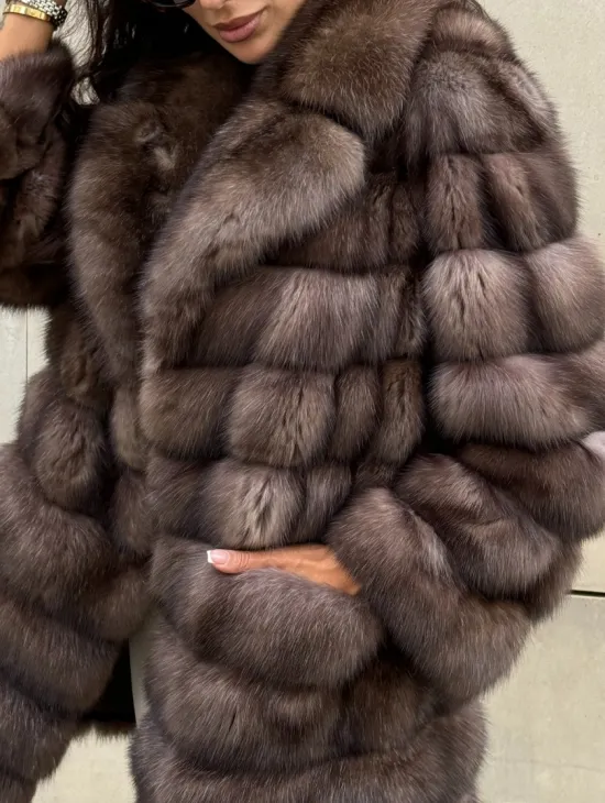 Шуба из баргузинского соболя с цельным английским воротником SILVER 2-3