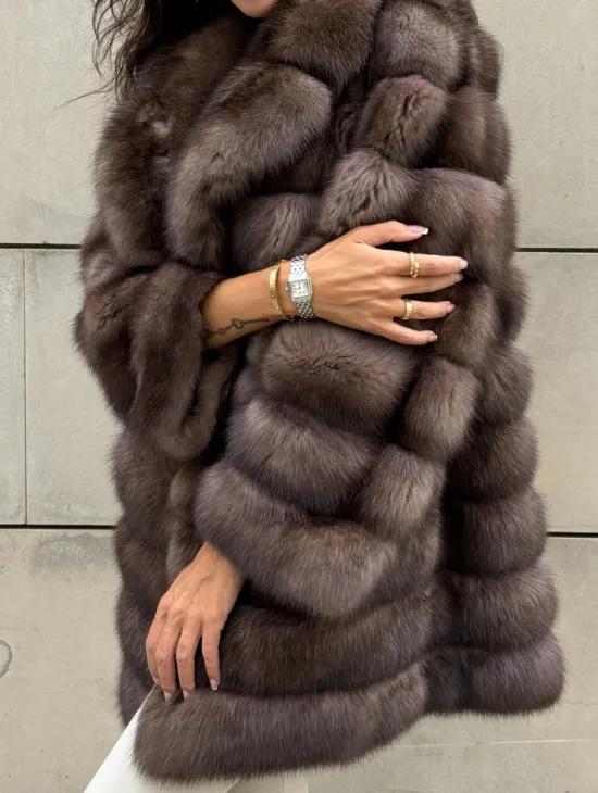 Шуба из баргузинского соболя с цельным английским воротником SILVER 2-3