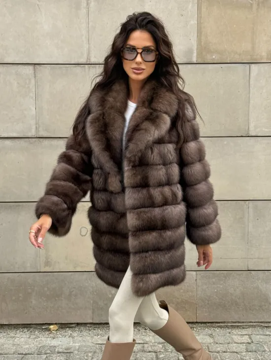 Шуба из баргузинского соболя с цельным английским воротником SILVER 2-3