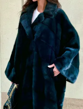 Женская шуба из меха норки в стиле «Oversize» (больших размеров)