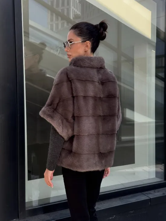 Норковый жилет/пуховик 2в1 - цвет капучино