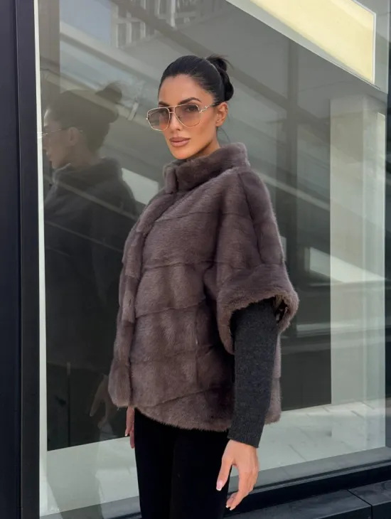 Норковый жилет/пуховик 2в1 - цвет капучино