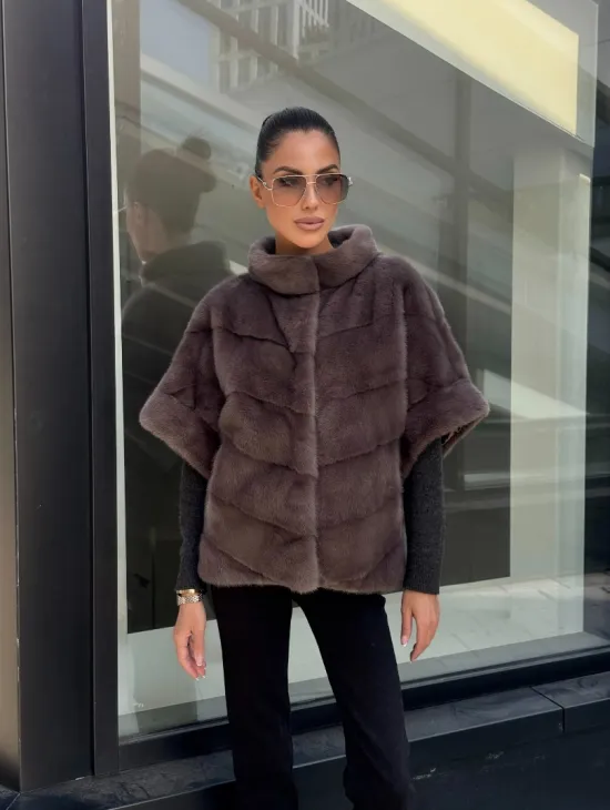 Норковый жилет/пуховик 2в1 - цвет капучино