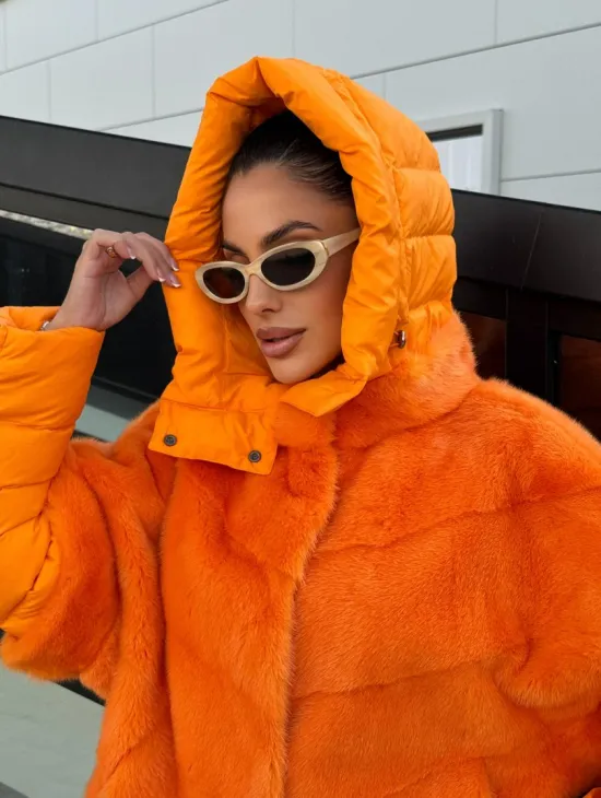 Зимняя куртка-жилет из меха норки цвет Orange