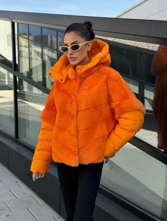Зимняя куртка-жилет из меха норки цвет Orange