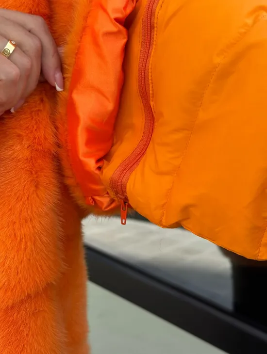 Зимняя куртка-жилет из меха норки цвет Orange