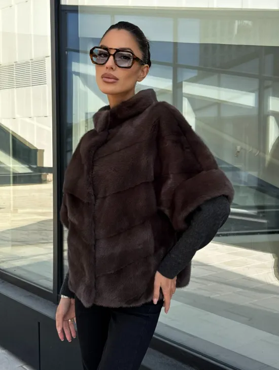 Норковый пуховик-жилет 2в1  цвет соболь