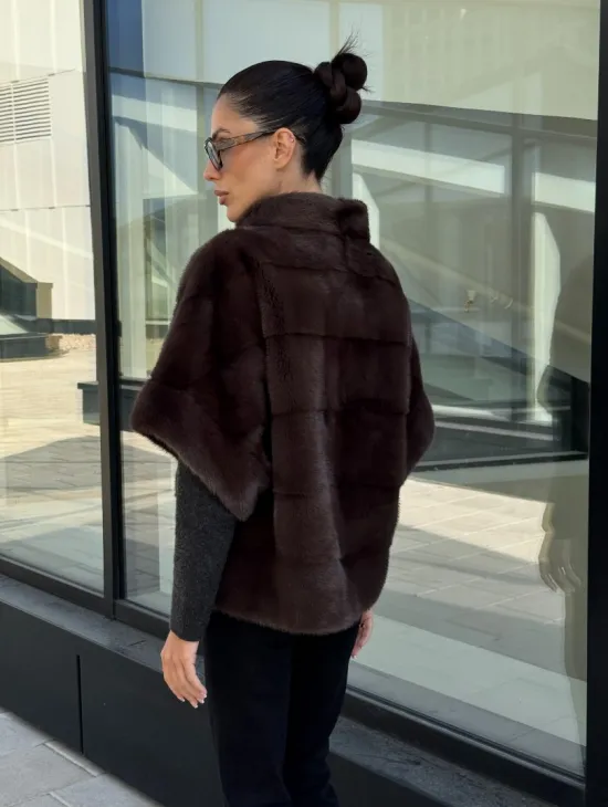 Норковый пуховик-жилет 2в1  цвет соболь