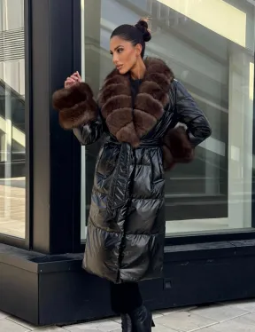 Зимний женский пуховик с воротником из меха финского песца