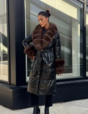 Зимний женский пуховик с воротником из меха финского песца