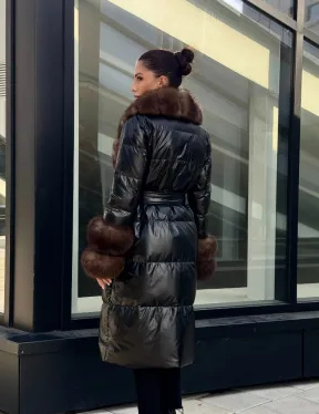 Зимний женский пуховик с воротником из меха финского песца