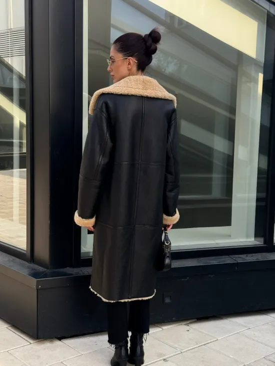 Женская натуральная дубленка из кожи силка