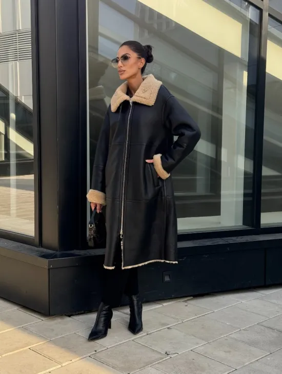 Женская натуральная дубленка из кожи силка