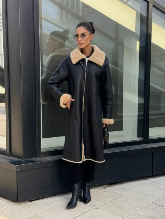 Женская натуральная дубленка из кожи силка