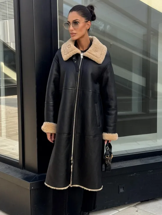 Женская натуральная дубленка из кожи силка