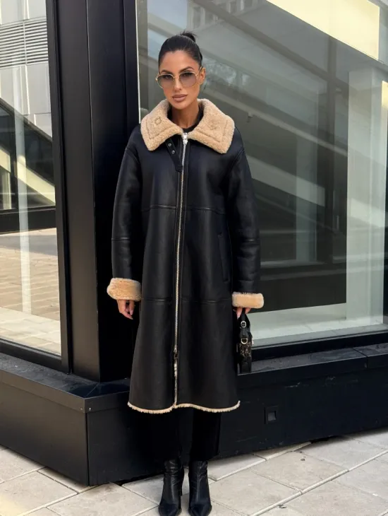 Женская натуральная дубленка из кожи силка